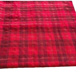 Homespun Tartan Plaid Fabric Red Plaid Cotton Lurex Plaid Large Remnant